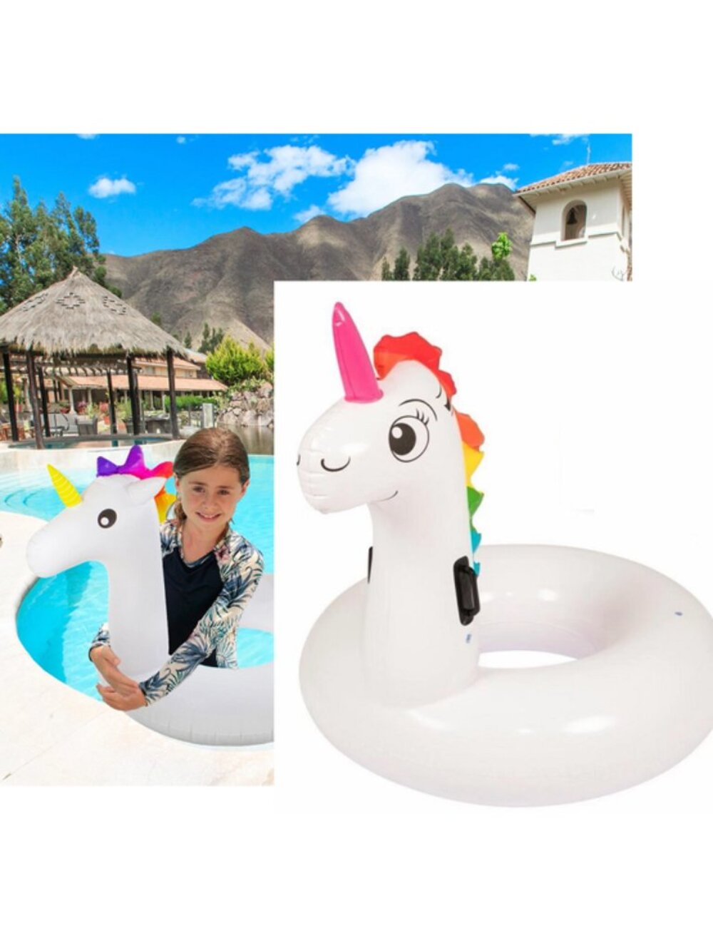 Bestway Central Inflatable Giant Rainbow Unicorn Pool Ring 40"
